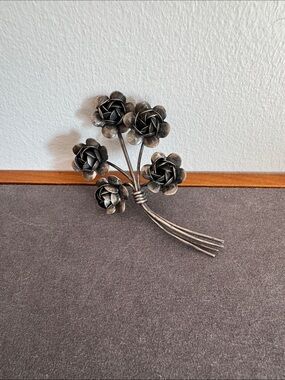 Vintage Coro Sterling Silver Flower Bouquet Brooch